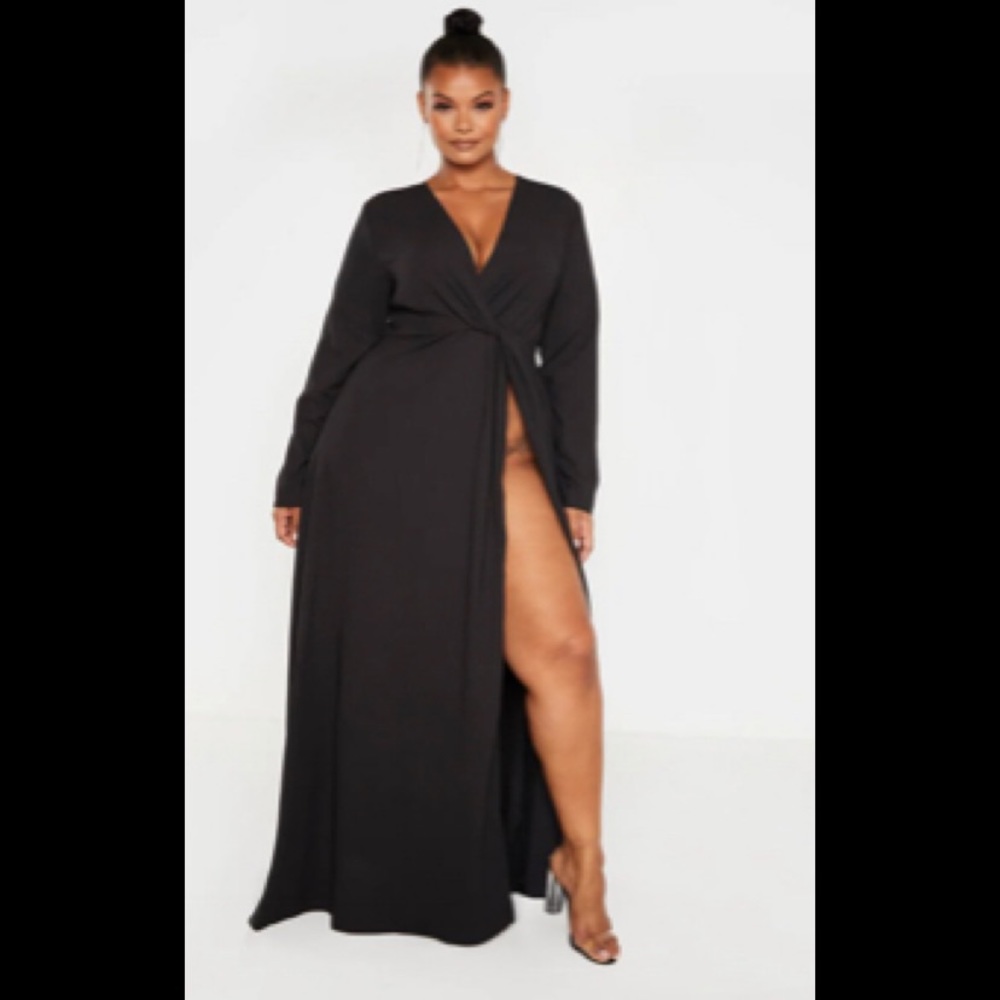 Black Twist Front Maxi Dress